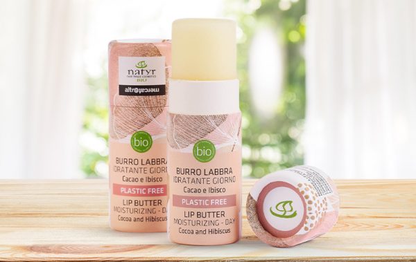 nuovo burro labbra cacao e ibisco della linea cosmetici solidi Natyr